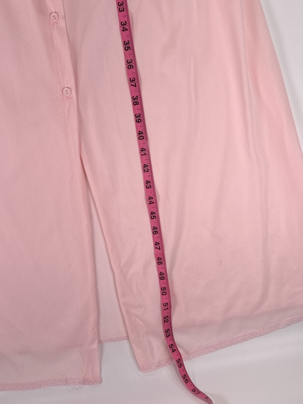 Diane Von Furstenberg Long Soft Pink Button-Front Nightgown with Lace - Picture 14 of 15